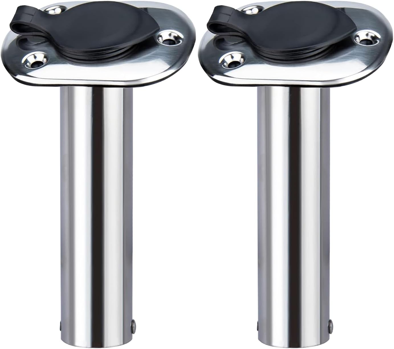 2Pcs Boat Stainless Steel Fishing Rod Holder Flush Mount 15/30/90 Degree with PVC Cap,Inner Tube and Gasket